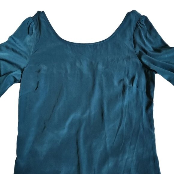 Hello Miss Women's Blue-Green 3/4 Sleeve Mini Shift Dress Size S - Picture 4 of 10